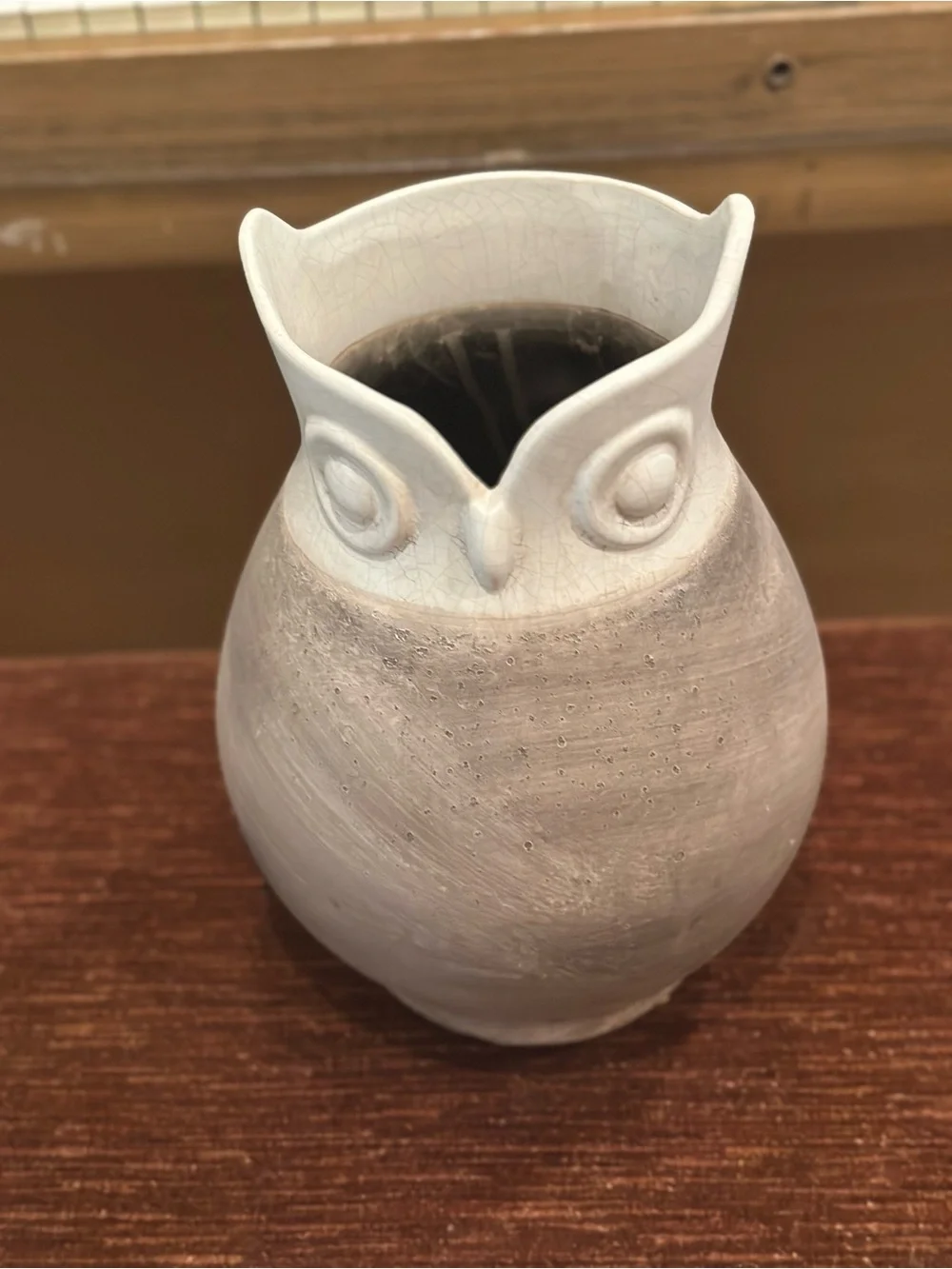 Pier 1 Owl Ceramic Vase - White and Gray